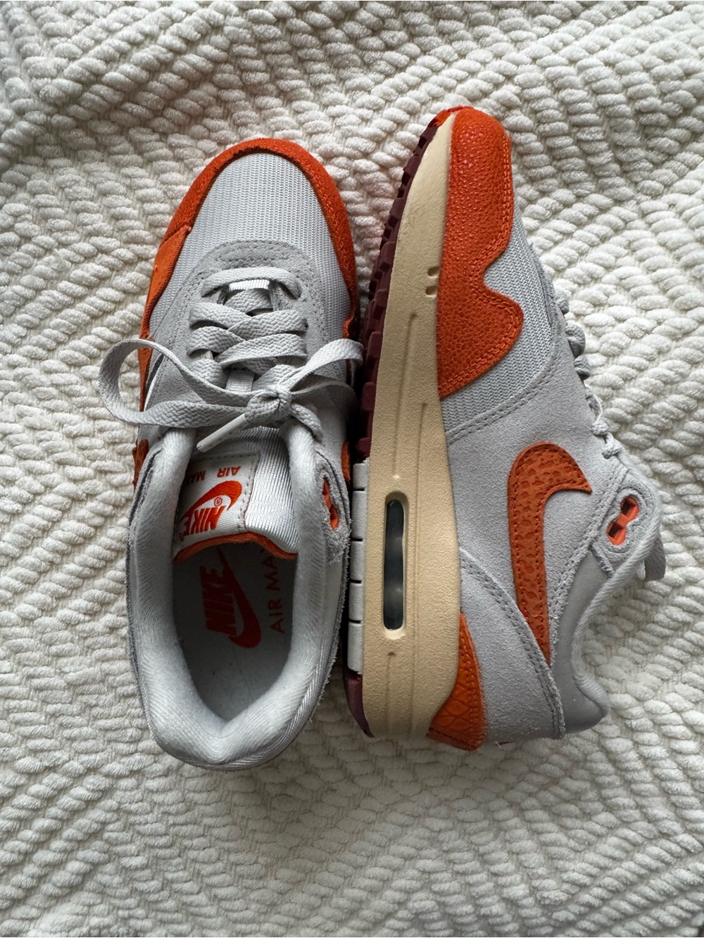 Nike Air Max Sneakers Light Gray and Orange